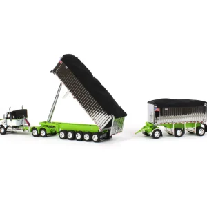 Manufacturer_DCP by First Gear Dump Trucks<1/64 Lime/Chrome Kenworth T800 w/ Chrome East Genesis II End Dump Trailers, DCP by First Gear
