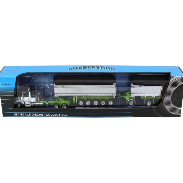 Manufacturer_DCP by First Gear Dump Trucks<1/64 Lime/Chrome Kenworth T800 w/ Chrome East Genesis II End Dump Trailers, DCP by First Gear