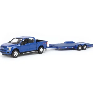 Manufacturer_Auto World Pickup Trucks<1/64 Limited Edition Metallic Blue 2019 Ford F-150 with Blue Trailer by Auto World