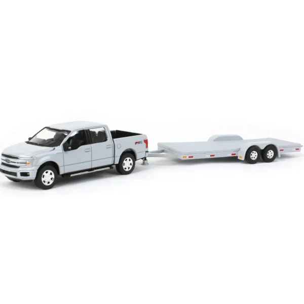 Manufacturer_Auto World Pickup Trucks<1/64 Limited Edition Stone Gray 2019 Ford F-150 with Gray Trailer by Auto World