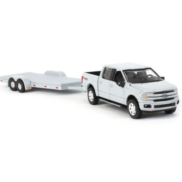 Manufacturer_Auto World Pickup Trucks<1/64 Limited Edition Stone Gray 2019 Ford F-150 with Gray Trailer by Auto World