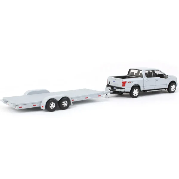 Manufacturer_Auto World Pickup Trucks<1/64 Limited Edition Stone Gray 2019 Ford F-150 with Gray Trailer by Auto World