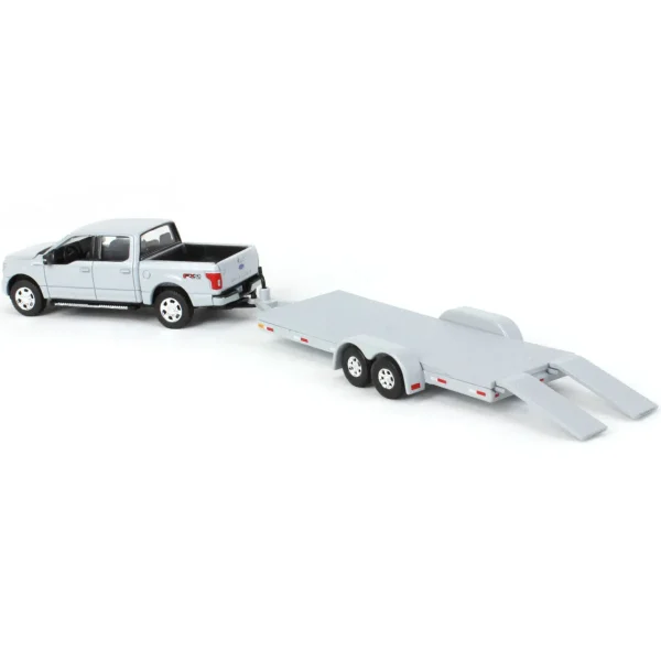 Manufacturer_Auto World Pickup Trucks<1/64 Limited Edition Stone Gray 2019 Ford F-150 with Gray Trailer by Auto World