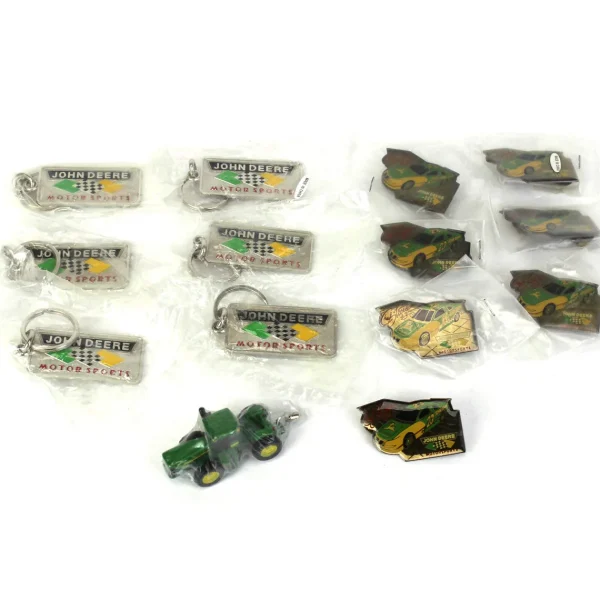 Outback Toys Tools & Auto<Lot of (7) John Deere Pins, (6) John Deere Motor Sport Key Chains and (1) John Deere 9520 Tractor