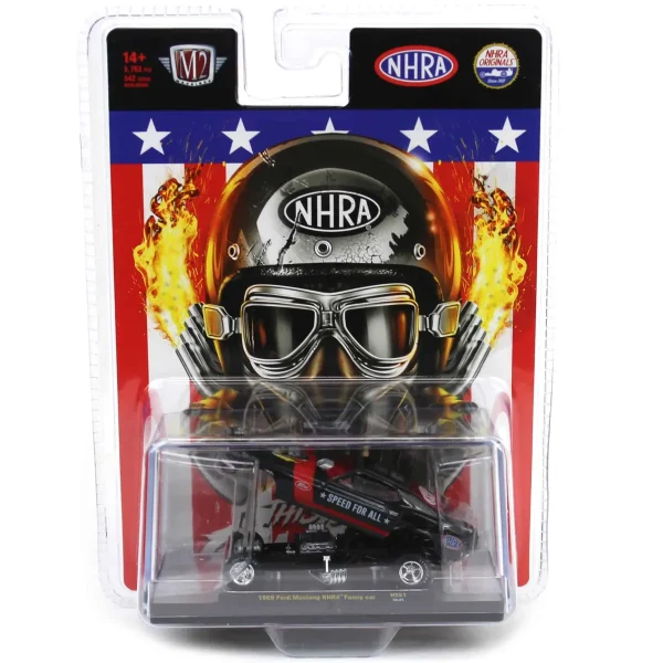 Manufacturer_M2 Machines Cars & Suvs<1/64 M2 Machines 1969 Ford Mustang Funny Car, Pearl Black & Red, Hobby Exclusive Release