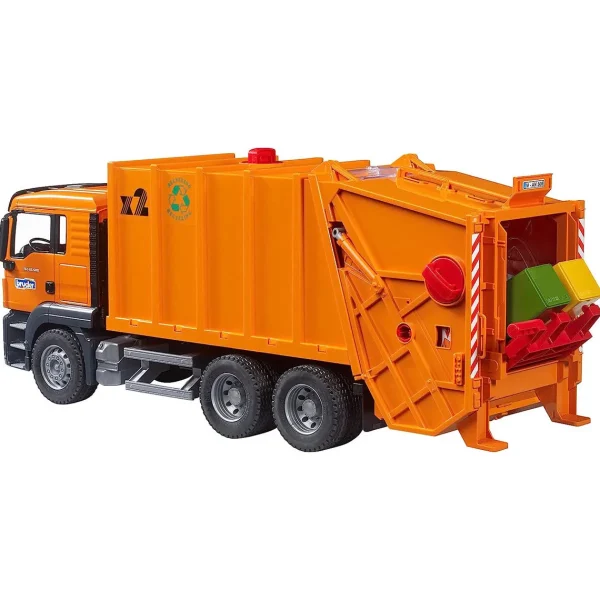 Manufacturer_Bruder Toys Tow & Straight Trucks<1/16 MAN TGS Orange Garbage Truck by Bruder