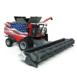 Manufacturer_SpecCast Combines & Harvesters<1/64 Massey Ferguson 9565 Combine with American Flag Wrap and Draper Head