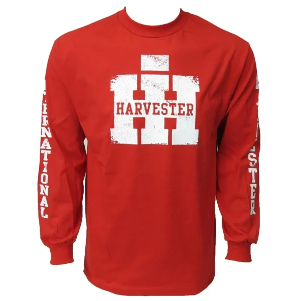 Outback Toys Ih Farmall<Men's Red College Distressed IH Logo Long Sleeve Tee Shirt