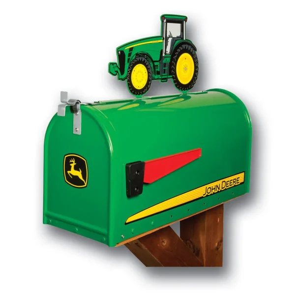 Outback Toys Farm Art & DéCor | Outdoor<Metal Rural Style John Deere Mailbox with John Deere 8000 Tractor Topper