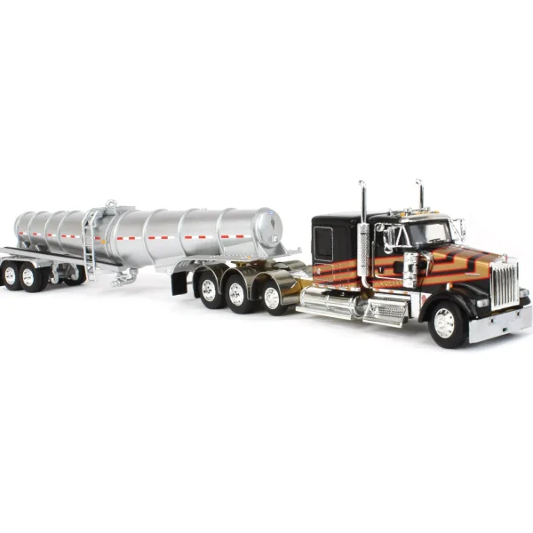 Manufacturer_DCP by First Gear Tanker Trucks<1/64 Metallic Black & Gold Kenworth W900L w/ Polar Deep Drop Trailer, Owner Operator, DCP by First Gear