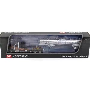Manufacturer_DCP by First Gear Tanker Trucks<1/64 Metallic Black & Gold Kenworth W900L w/ Polar Deep Drop Trailer, Owner Operator, DCP by First Gear
