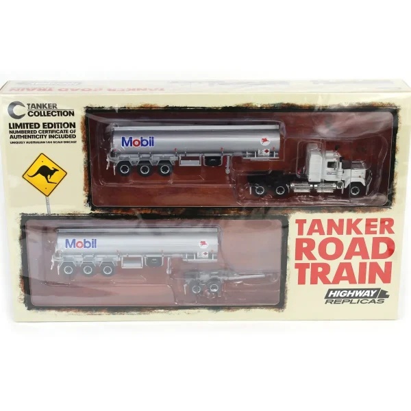 Manufacturer_Highway Replicas Agricultural Trucks | Tanker Trucks<1/64 Mobil Road Train with Mack Truck, Dolly & 2 Tanker Trailers by Highway Replicas