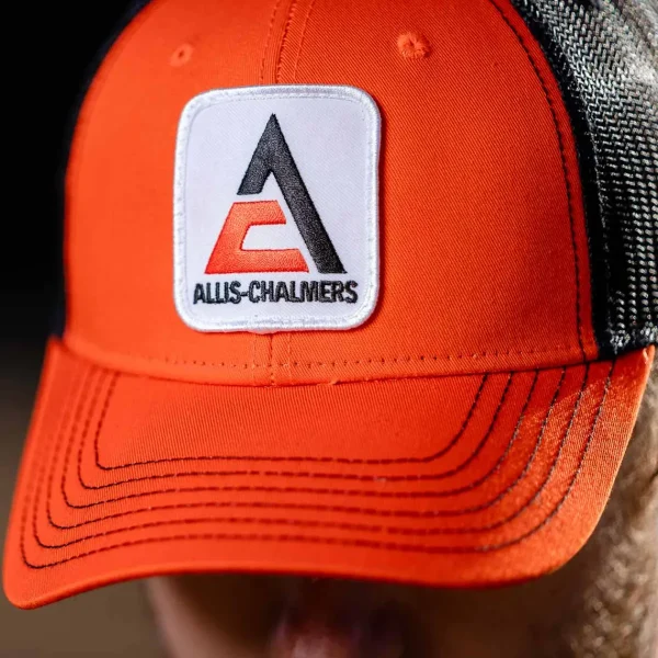 Outback Toys Agco, Allis, Massey & More<Modern Allis Chalmers Logo Black & Orange Mesh Back Hat