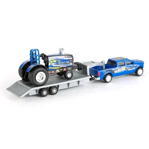 Manufacturer_ERTL Pulling Tractors | Pickup Trucks<1/64 New Holland "Blue Barracuda" Pulling Tractor with Pickup Truck & Trailer