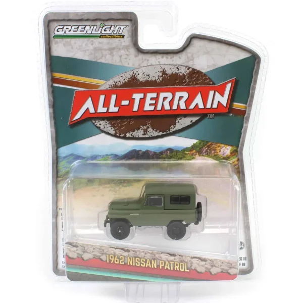 Manufacturer_Greenlight Collectibles Cars & Suvs<1/64 1962 Nissan Patrol, Matte Olive Green, All-Terrain Series 16