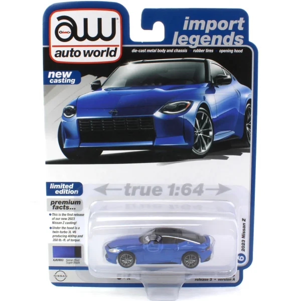 Manufacturer_Auto World Cars & Suvs<1/64 2023 Nissan Z, Seiran Blue with Gloss Black Roof, Auto World 2023 Release 3A