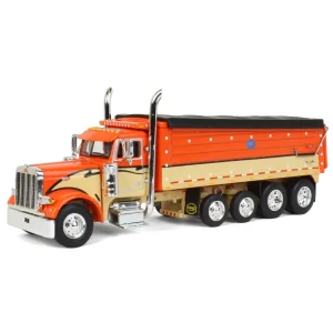 Manufacturer_DCP by First Gear Dump Trucks<1/64 Orange, Black & Tan Peterbilt 379 w/ Quad-Axle MAC Dump Body, DCP by First Gear