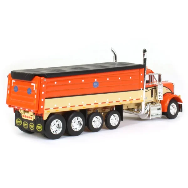 Manufacturer_DCP by First Gear Dump Trucks<1/64 Orange, Black & Tan Peterbilt 379 w/ Quad-Axle MAC Dump Body, DCP by First Gear
