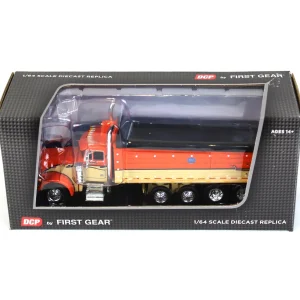 Manufacturer_DCP by First Gear Dump Trucks<1/64 Orange, Black & Tan Peterbilt 379 w/ Quad-Axle MAC Dump Body, DCP by First Gear