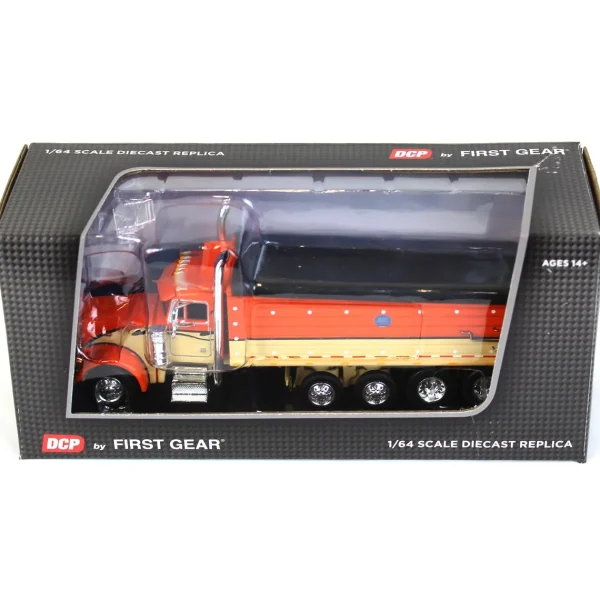 Manufacturer_DCP by First Gear Dump Trucks<1/64 Orange, Black & Tan Peterbilt 379 w/ Quad-Axle MAC Dump Body, DCP by First Gear