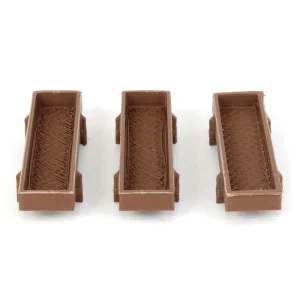 Outback Toys 3D Print & Small Accessories<1/64 Pack of 3 Dark Wood Feed Bunks, 3D Printed