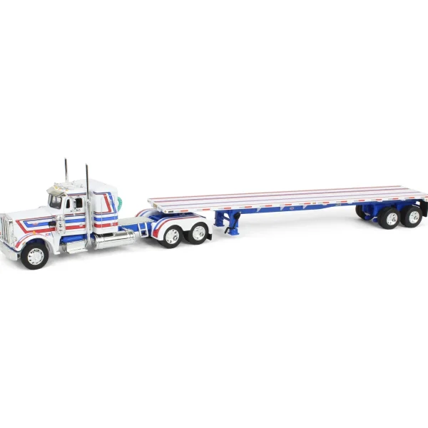 Manufacturer_DCP by First Gear Lowboys & Flatbeds<1/64 Peterbilt 359 with 48ft Utility Flatbed Trailer, USA Bicentennial Patriot, DCP by First Gear