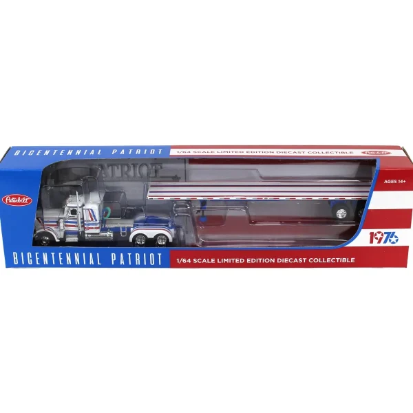 Manufacturer_DCP by First Gear Lowboys & Flatbeds<1/64 Peterbilt 359 with 48ft Utility Flatbed Trailer, USA Bicentennial Patriot, DCP by First Gear