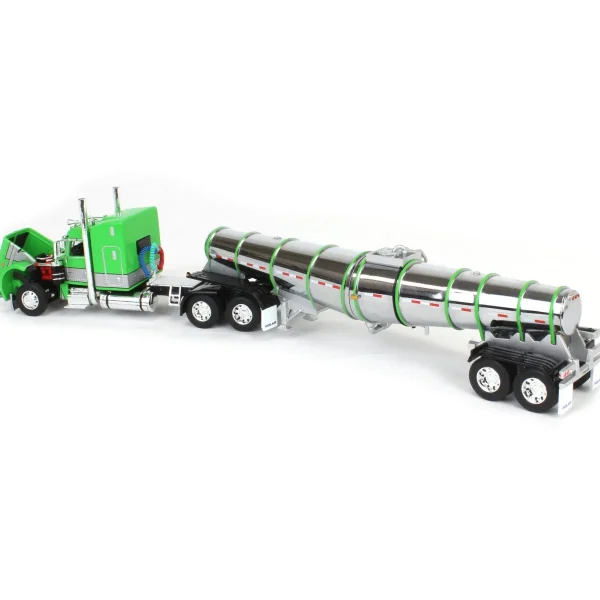 Manufacturer_DCP by First Gear Tanker Trucks<1/64 Peterbilt 389 with Polar Deep Drop Trailer, Green/Silver/Black, DCP by First Gear