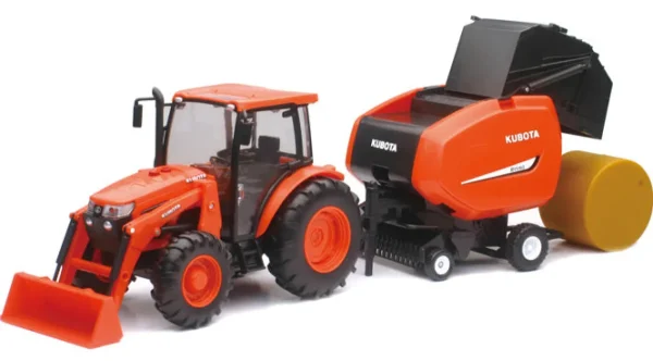 Manufacturer_New Ray Toys Inc. Pickup Trucks<1/18 Plastic Kubota M5-111 Tractor with Hay Baler and Sounds
