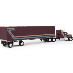 Manufacturer_DCP by First Gear Box Trucks & Trailers<1/64 Plum Kenworth W900A with Aerodyne Sleeper & 53ft Utility Roll Tarp Trailer, DCP by First Gear