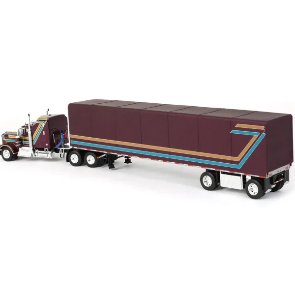 Manufacturer_DCP by First Gear Box Trucks & Trailers<1/64 Plum Kenworth W900A with Aerodyne Sleeper & 53ft Utility Roll Tarp Trailer, DCP by First Gear