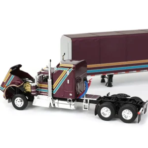 Manufacturer_DCP by First Gear Box Trucks & Trailers<1/64 Plum Kenworth W900A with Aerodyne Sleeper & 53ft Utility Roll Tarp Trailer, DCP by First Gear