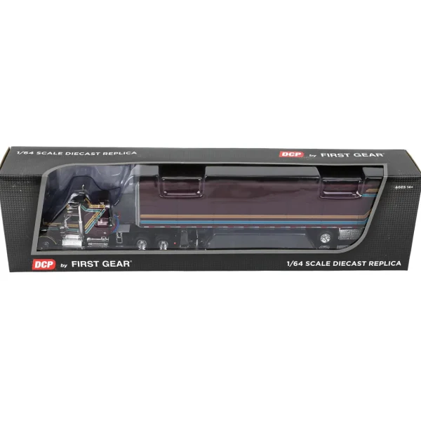 Manufacturer_DCP by First Gear Box Trucks & Trailers<1/64 Plum Kenworth W900A with Aerodyne Sleeper & 53ft Utility Roll Tarp Trailer, DCP by First Gear
