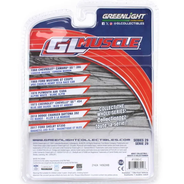 Manufacturer_Greenlight Collectibles Cars & Suvs<1/64 1970 Plymouth AAR ‘Cuda, Alpine White, GreenLight Muscle Series 29