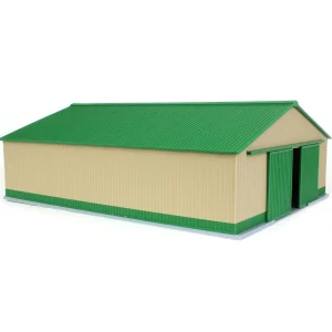 Outback Toys 3D Print & Small Accessories<1/64 "The Professional" Tan/Green 60ft x 80ft Machine & Farm Shed w/ Sliding Doors, 3D Printed