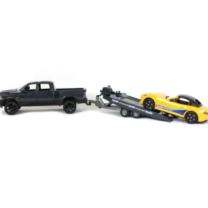 Manufacturer_Bruder Toys Pickup Trucks<1/16 RAM 2500 Pickup with Yellow Racing Team Roadster by Bruder