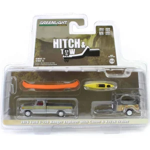Manufacturer_Greenlight Collectibles Cars & Suvs | Pickup Trucks<Raw Chase Unit ~ 1/64 1978 Ford F-150 Ranger Explorer with Canoe Trailer & Canoe Rack, Hitch & Tow Series 31