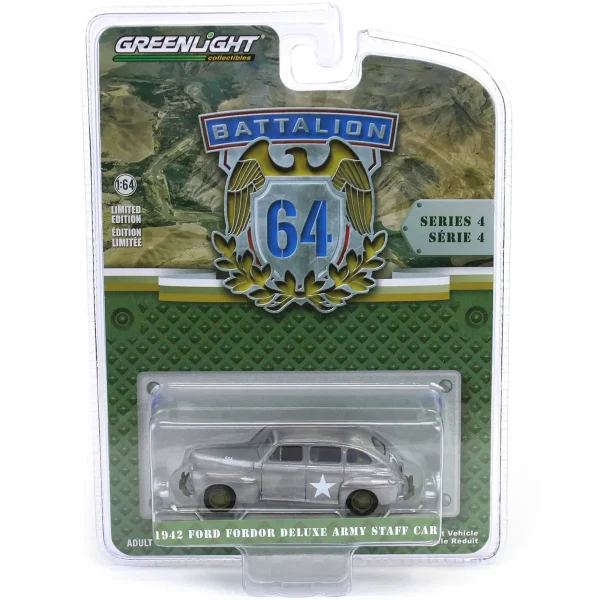 Manufacturer_Greenlight Collectibles Cars & Suvs<Raw Chase Unit ~ 1/64 1942 Ford Fordor Deluxe Army Staff Car, Battalion 64 Series 4