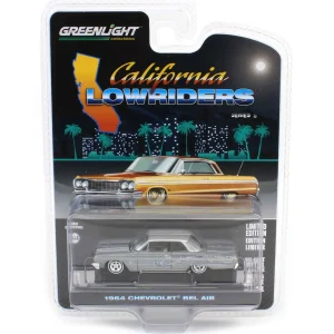 Manufacturer_Greenlight Collectibles Cars & Suvs<Raw Pinstriped Chase ~ 1/64 1964 Chevrolet Bel Air, Dark Gray & Silver Metallic, California Lowriders Series 6