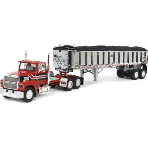 Manufacturer_DCP by First Gear Dump Trucks<1/64 Red & Black Ford LTL 9000 Day Cab w/ East End Dump Trailer, DCP by First Gear