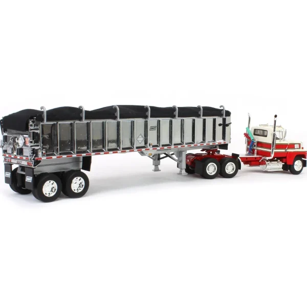 Manufacturer_DCP by First Gear Dump Trucks<1/64 Red & White Ford LTL 900 with East End Dump Trailer, DCP by First Gear
