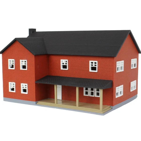 Outback Toys 3D Print & Small Accessories<1/64 Red Brick “Home Sweet Home” Farm House w/ Porch, Deck & Chimney, 3D Printed