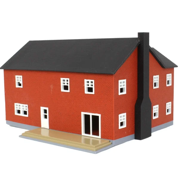 Outback Toys 3D Print & Small Accessories<1/64 Red Brick “Home Sweet Home” Farm House w/ Porch, Deck & Chimney, 3D Printed