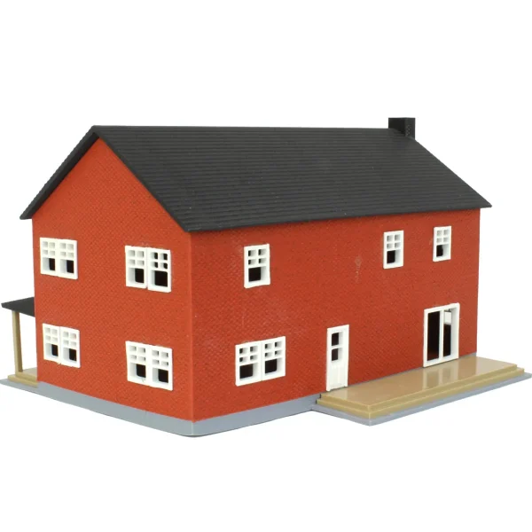 Outback Toys 3D Print & Small Accessories<1/64 Red Brick “Home Sweet Home” Farm House w/ Porch, Deck & Chimney, 3D Printed