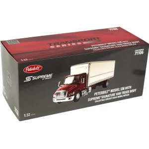 Manufacturer_Diecast Masters Box Trucks & Trailers<1/32 Red Peterbilt Model 536 with White Supreme Signature Van Truck Body