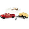 Manufacturer_ERTL Lowboys & Flatbeds | Pickup Trucks<1/32 Red Pickup Truck Haying Set by ERTL