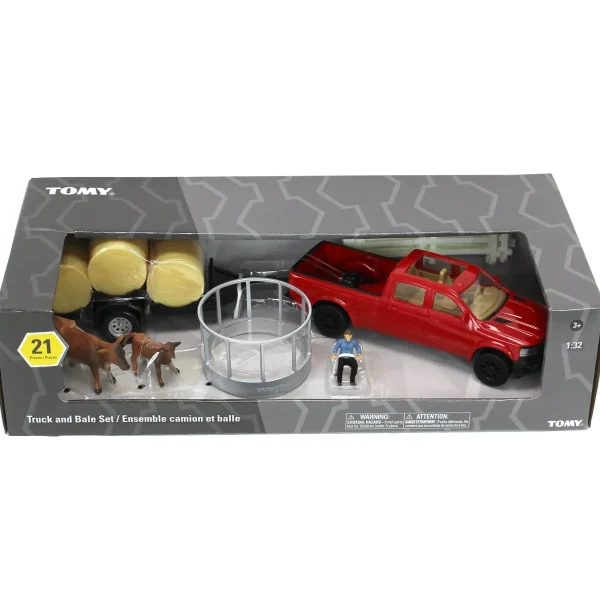 Manufacturer_ERTL Lowboys & Flatbeds | Pickup Trucks<1/32 Red Pickup Truck Haying Set by ERTL