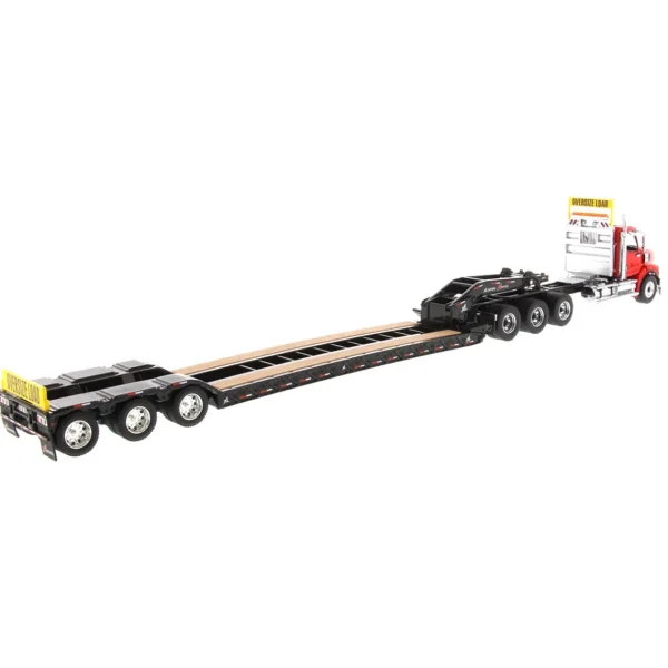 Manufacturer_Diecast Masters Lowboys & Flatbeds<1/50 Red Western Star 49X SB Tridem & XL 120 HDG Trailer w/ Single & Tandem Axle Boosters