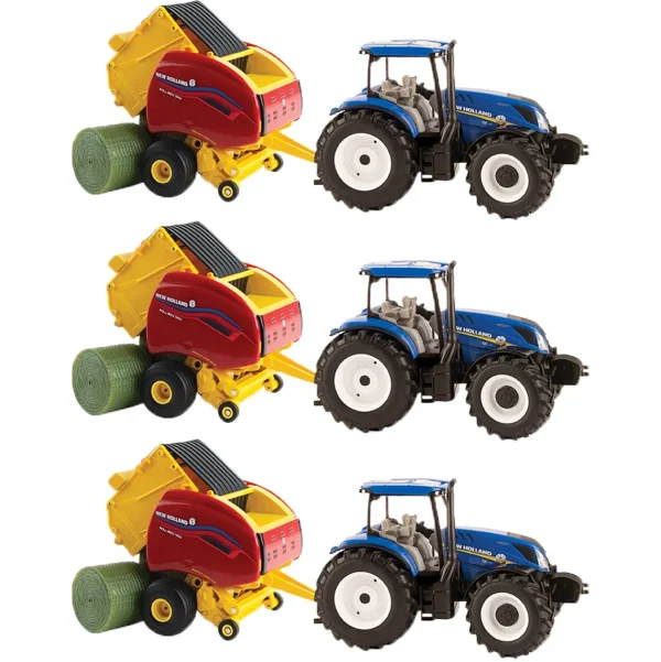 Manufacturer_ERTL Implements<Sealed Case of 3 ~ 1/32 New Holland T6.180 with Roll-Belt 560 Round Baler