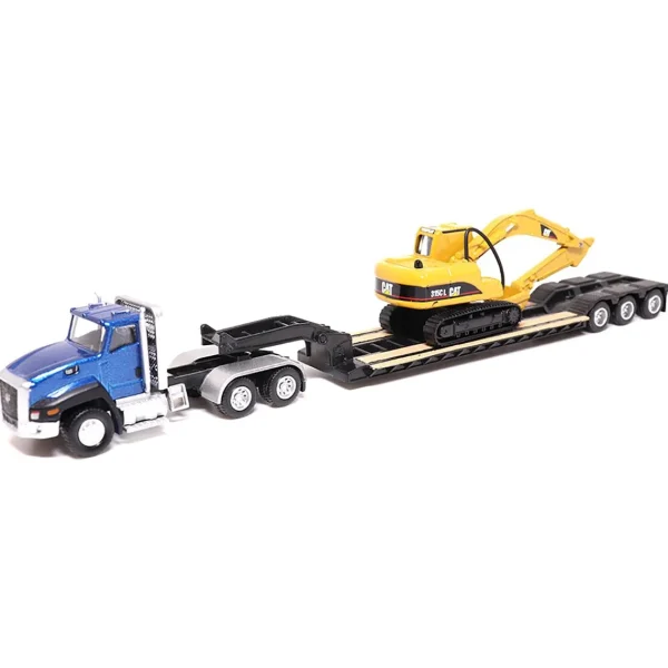 Manufacturer_Diecast Masters Crawlers & Dozers | Excavators<1/87 Semi Truck with Lowboy and Caterpillar Machine Set